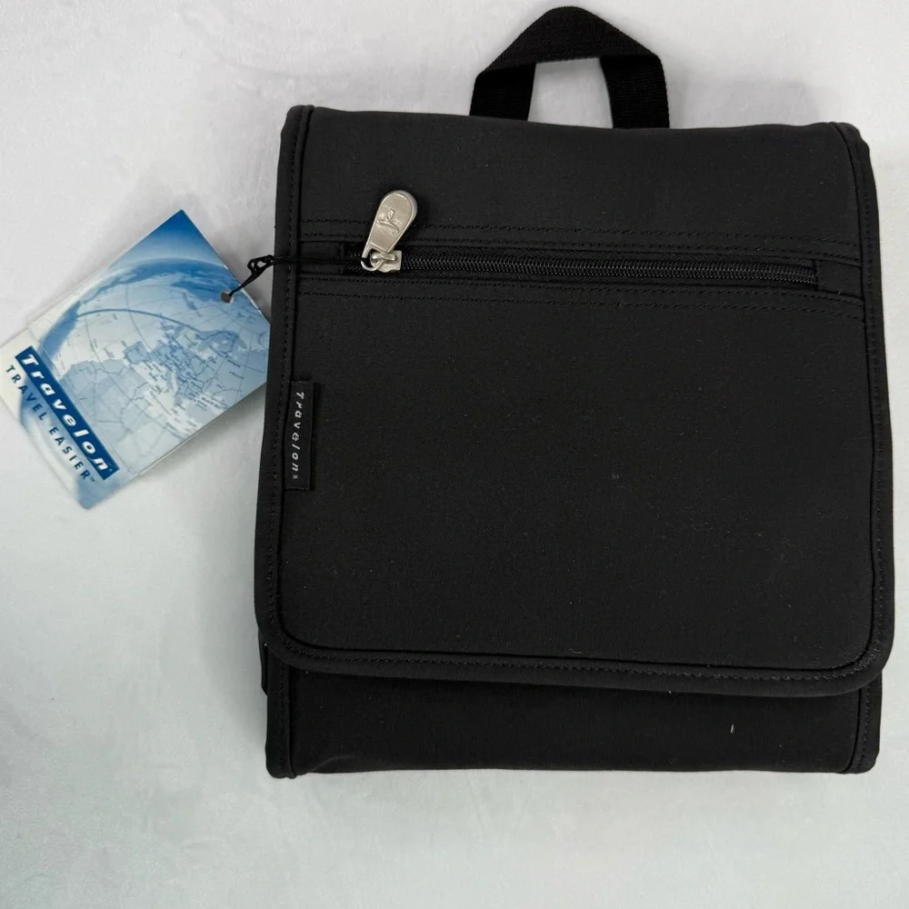 Makeup Mirrored Travelon Brush‎ Makeup Portable Vanity Compact Toiletry Black